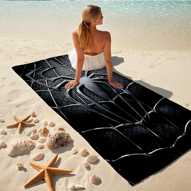 1Pc Spiderman Black Suit Beach Towel, Quick Dry, Multi-Use for Beach Pool Gym Yoga Home Travel, Christmas, Halloween, Xmas Gift S929477