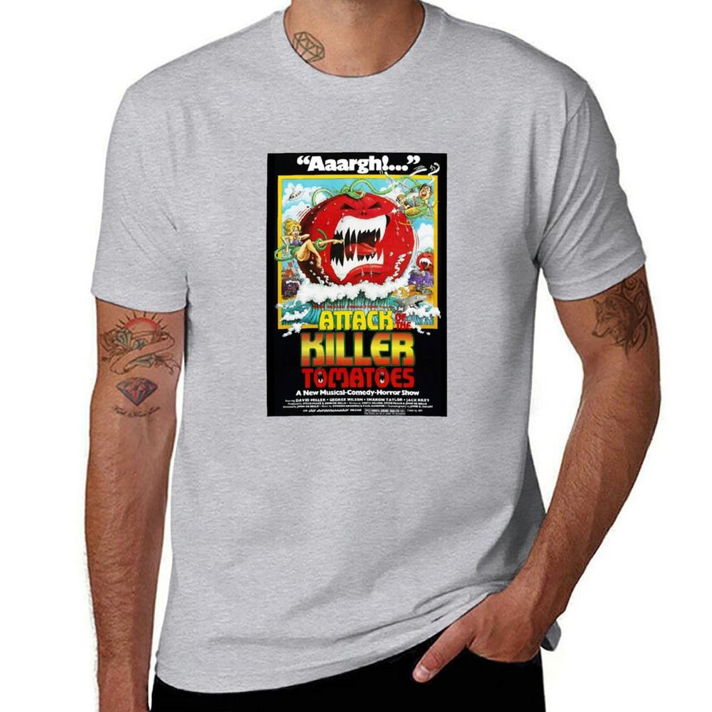 Attack of the Killer Tomatoes Filmplansch T-shirt sommartopp estetiska kläder vintagekläder herr långa t-shirts