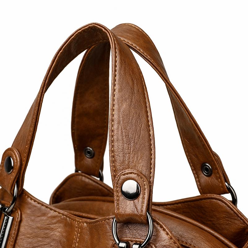 Fashion Vintage Leather Handbag Large Capacity Women's Crossbody Bag Middle-aged Women's Shoulder Bag for Daily Work Shopping and Socializing