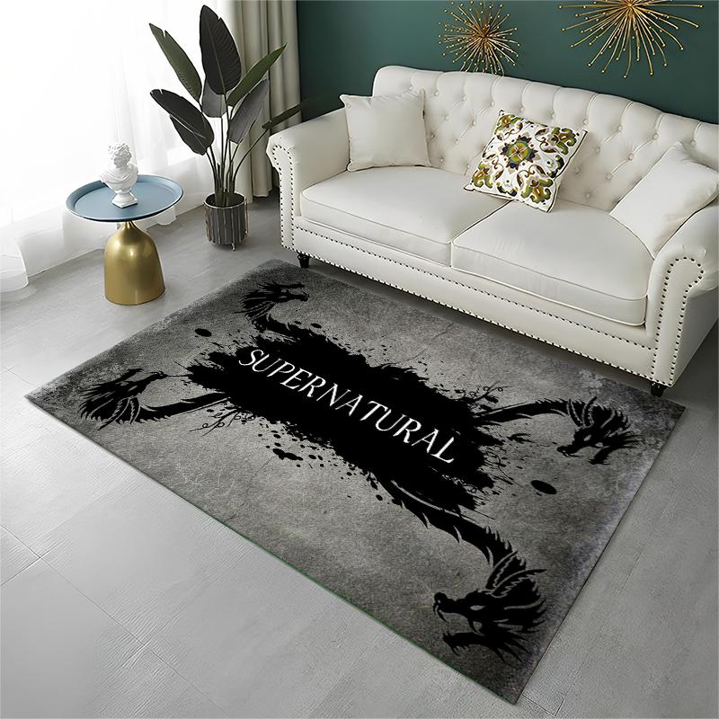 Tappeto SPN Supernatural Dean Sam per Stanza dei Giochi, Camera da Letto, Soggiorno, Divano, Decorazione Casa, Tappeto per Area Bambini, Tappetino Antiscivolo, Regalo