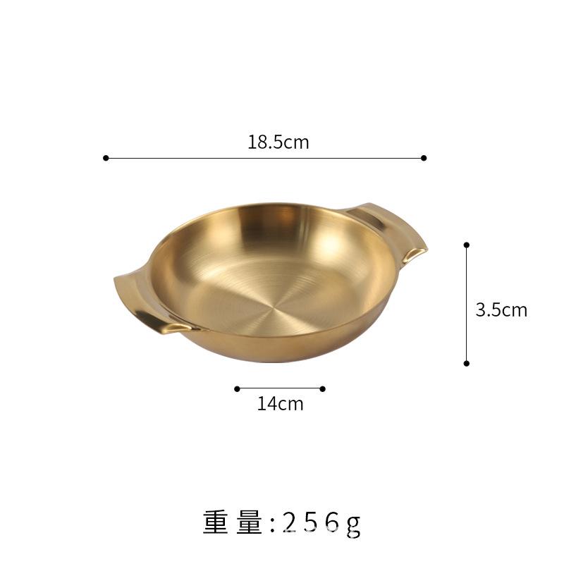Korean dessert cake stainless steel disc, golden binaural pasta baked rice restaurant snack plate