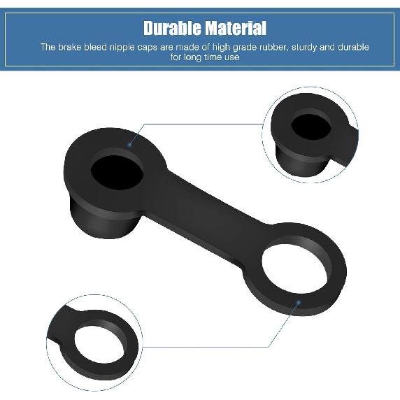 4 Pcs Rubber Brake Bleed Nipple, Keenso Brake Bleeder Screw Bleed Nipple Dust Cover With Keeper for 8mm Motorcycle Motorbike Black