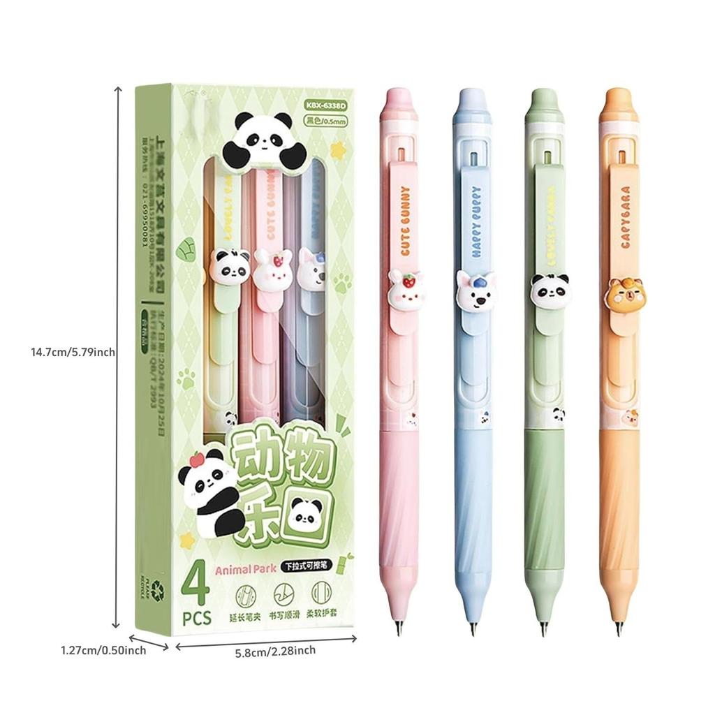 4pcs Erasable Gel Pen Set 0.5mm Black Ink Space Flower Panda Ballpoint Pens for Writing Student School Supplies Kids Gift
