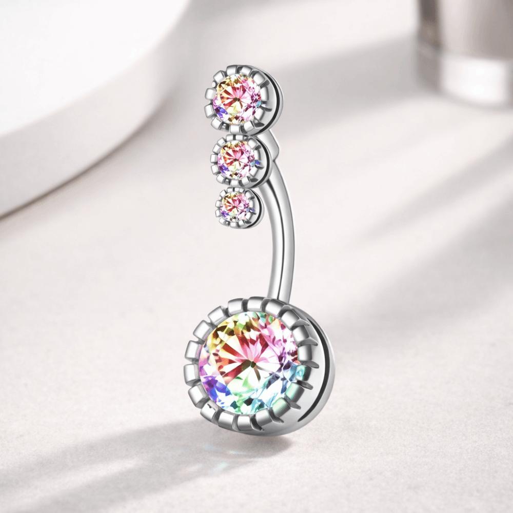 Elegant Gem Navel Piercing Copper Shiny Body Jewelry Fashion Crystal Ball Belly Button Rings  Men