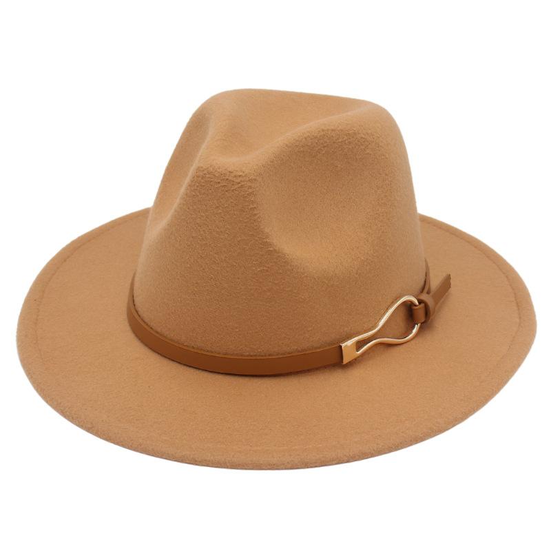 Foreign Trade Elegant Felt Hat Belt Buckle Top Hat Modified Face Jazz Hat British Dance Performance Woolen Hat Literature And Art