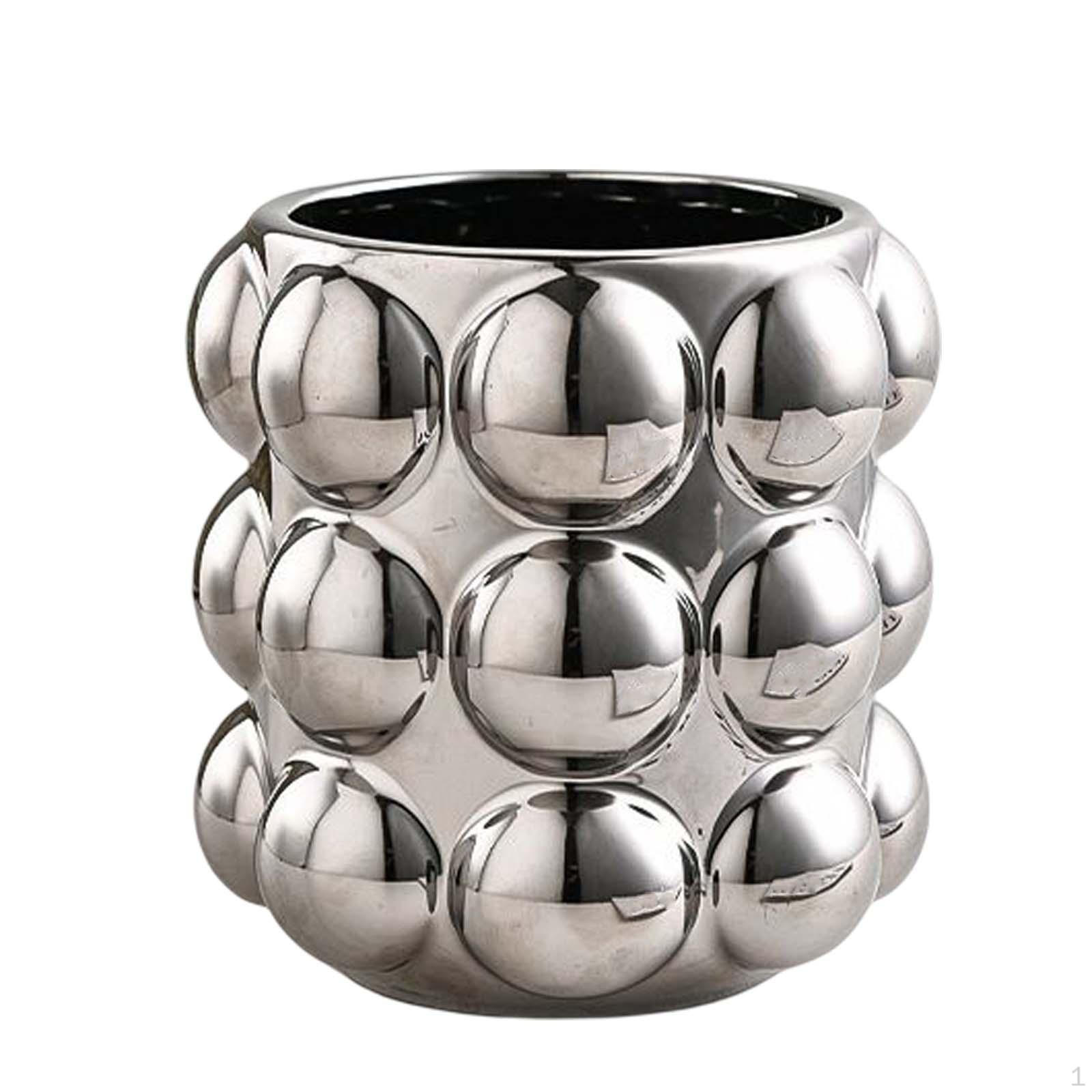 

Ceramic Bubble Vase Art Modern Minimalism Flower Pot for Home Living Room Decoration Argent 12cmx11.5cm