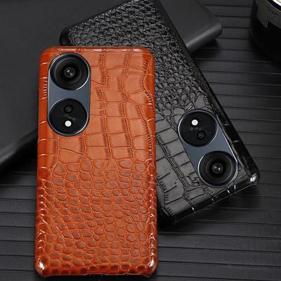 Etui półokładka z prawdziwej skóry dla serii OPPO A1 - Wzór krokodyli.