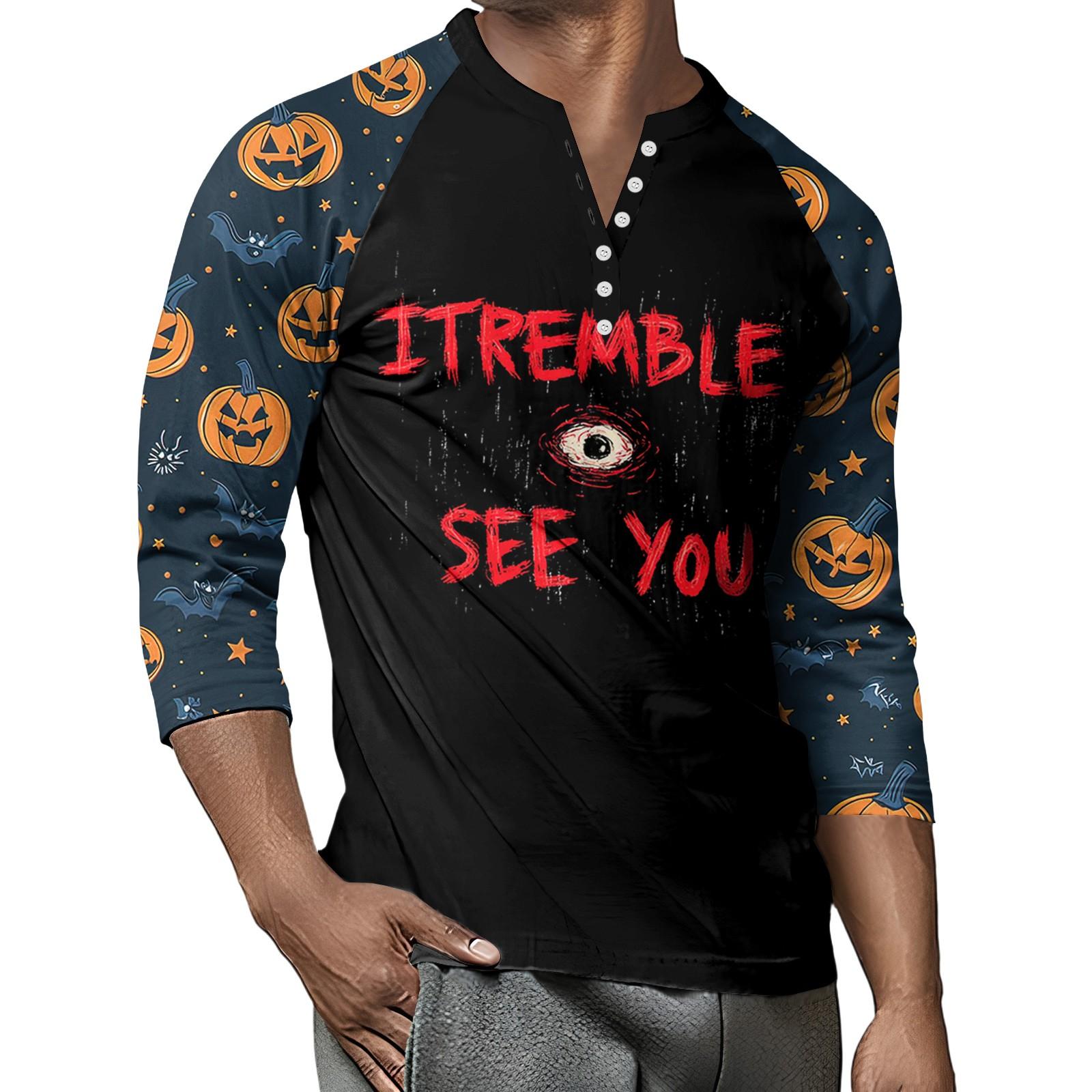 

Мужской контрастный топ реглан на пуговицах с рукавом 3/4 XL