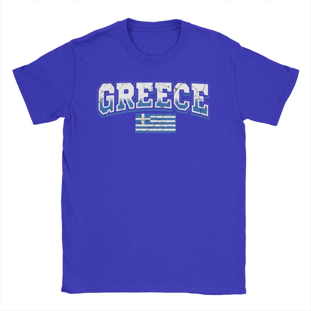 Greek Flag Greece Hellas Hellenic Men T Shirts Novelty Tees Short Sleeve Crewneck TShirts 100 Cotton Plus Size Tops