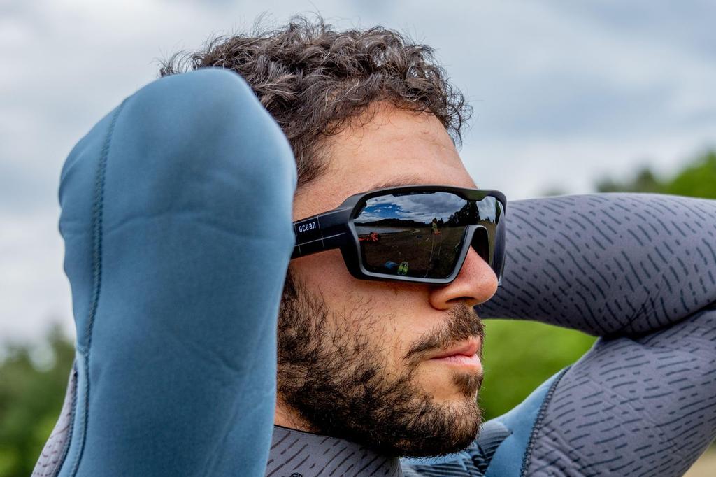 OCEAN CHAMELEON Floating UV Recycled Interchangeable Frame Matte Black Smoke Sunglasses, Protection, Materials, & Strap, (Polarized Lenses),