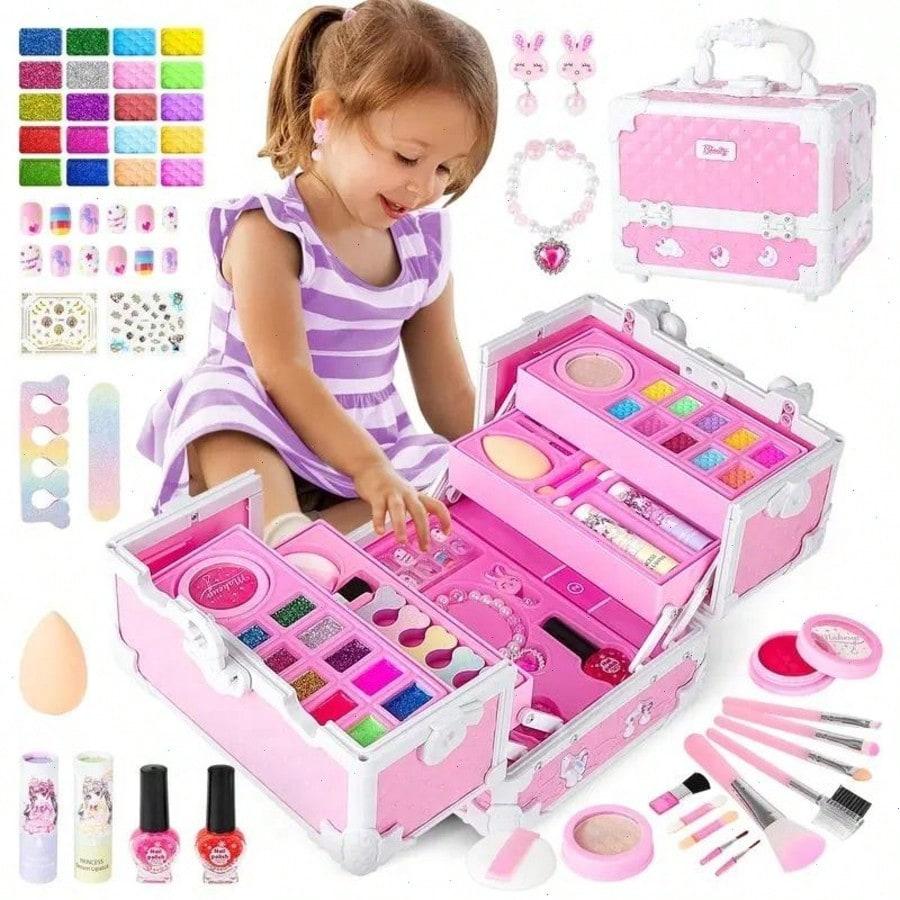 Bai Fen Bai Toys Girls Creative Washable Princess Makeup Kit For – Pretend Play Cosmetic Set, Perfect Birthday For Princess Parties Play Gift