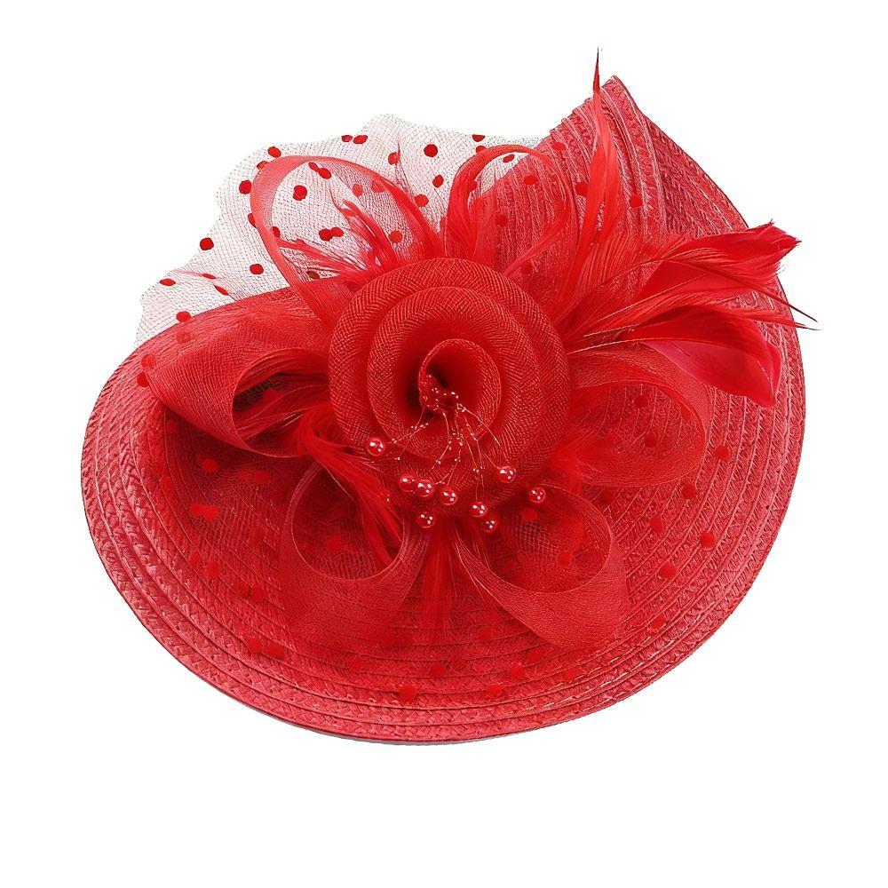 Fashion Mesh Ribbons Fascinator Caps Flower Feather Elegant Hair Drop Fascinator Hat Headwear Bridal Wedding