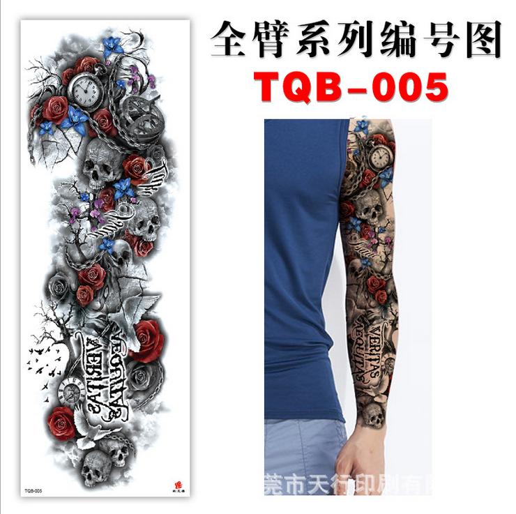 TQB(001-008)Hochwertiger Wasserübertragungs-Vollarm-Ärmel Temporärer Tattoo-Aufkleber Lieferant für Erwachsene Mann Frauen