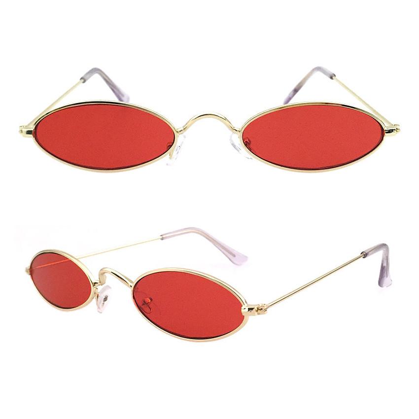 Small Sunglasses For Men Women Cute Sun Glasses Uv400 Narrow Oval Frame Black Yellow Pink Red Lens Sun Glasses