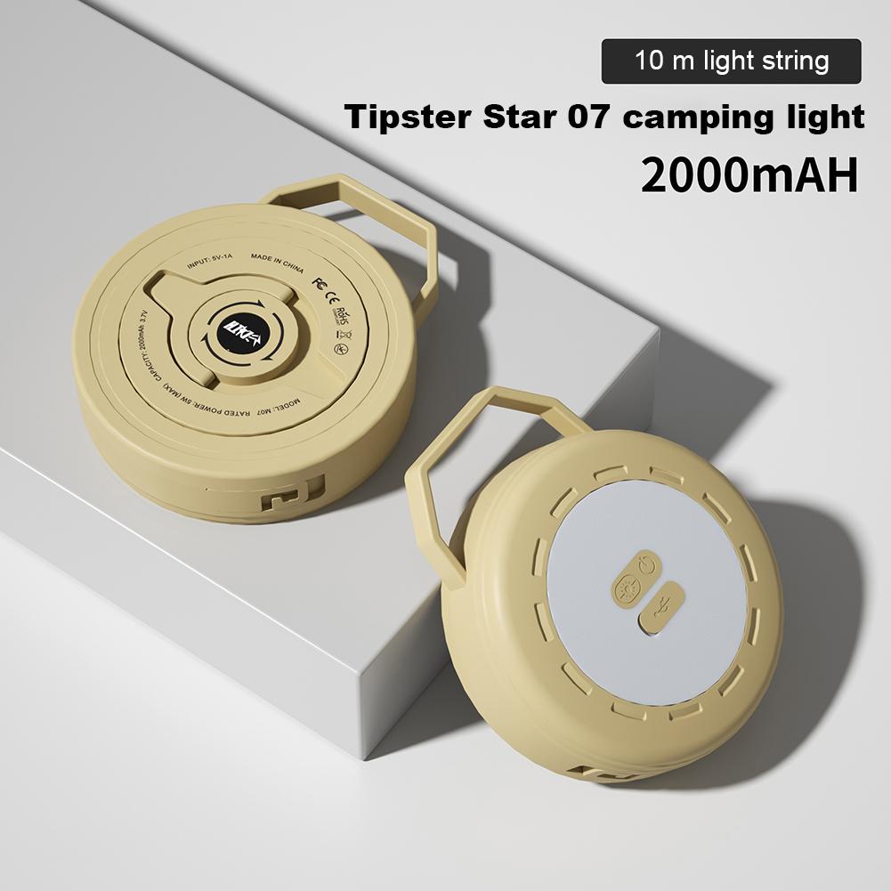 2 In 1 LED Camping String Light with Hook Portable String Lamp USB Rechargeable Garden Decoration Lamp 200LM for Outdoor Garden