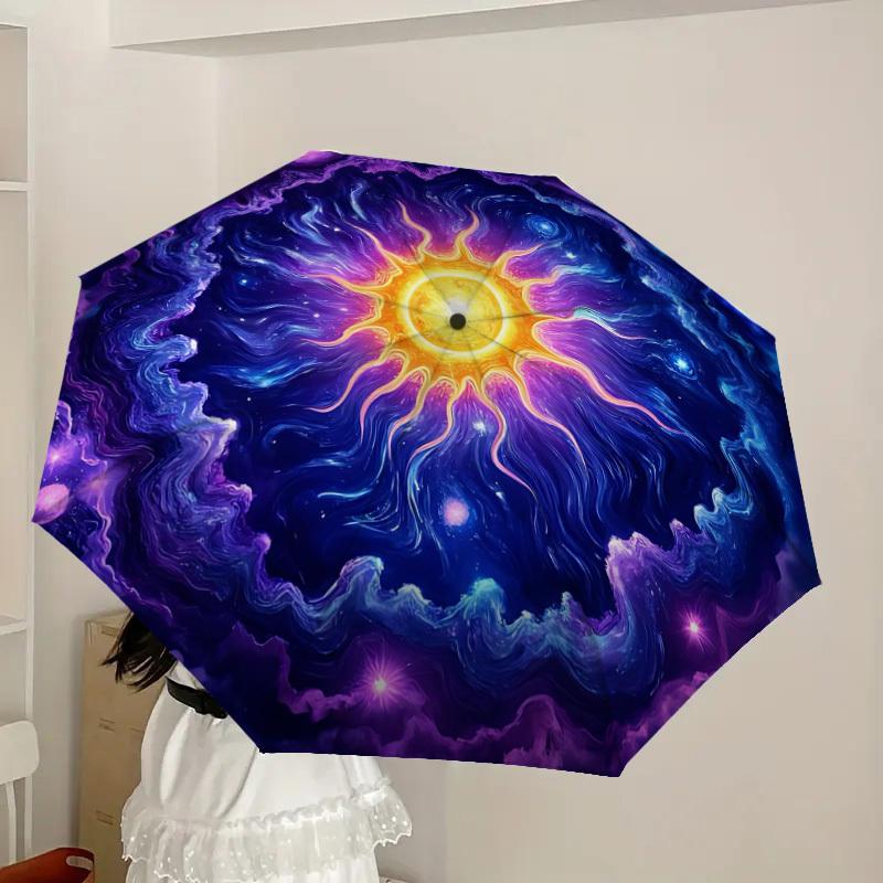 1pc Cosmic Mandala Automatic Folding Umbrella, Heavy-Duty 8-Rib Construction, Perfect for Everyday yy251114114