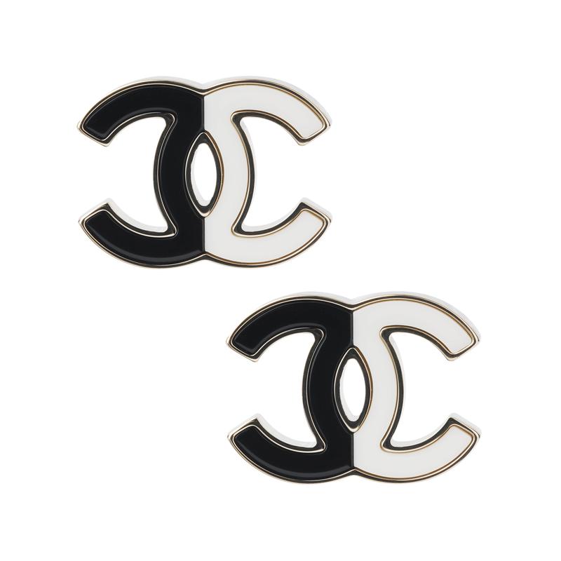 Chanel Modetrend Vielseitige Legierung Steckerohrringe Damen Schwarz-Weiß Farbkombination