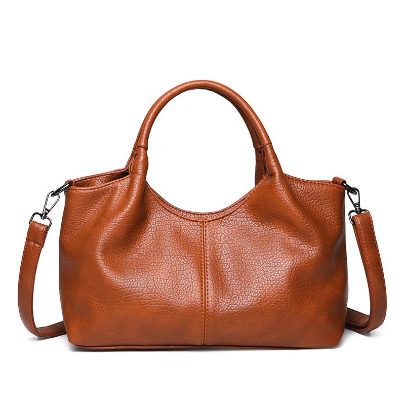 Women s PU Handbag Large Capacity Shoulder Bag коричневый