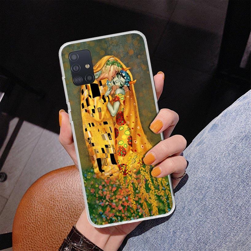 Kiss by Gustav Klimt Desig Phnoe Case for Samsung Galaxy A51 A50S A71 A70 A41 A40 A31 A30 A21S A20S A10S A21S A6 A7 A8 A9 Cover