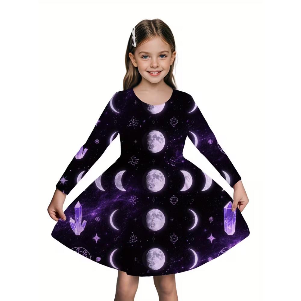 Girls' 3D Yellow Christmas Dress Long Sleeve Summer Spring Vacation Daily Holiday Princess Beautiful Sweet Kids 4-12 Years Casual Dress A Line Dress