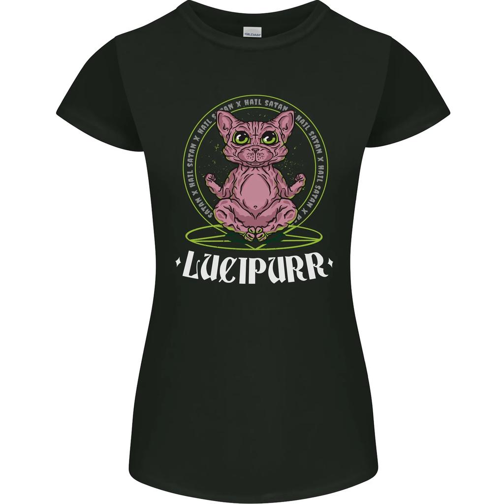 Lucipurr Demonic Hail Satan Cat Evil Womens Petite Cut T-Shirt