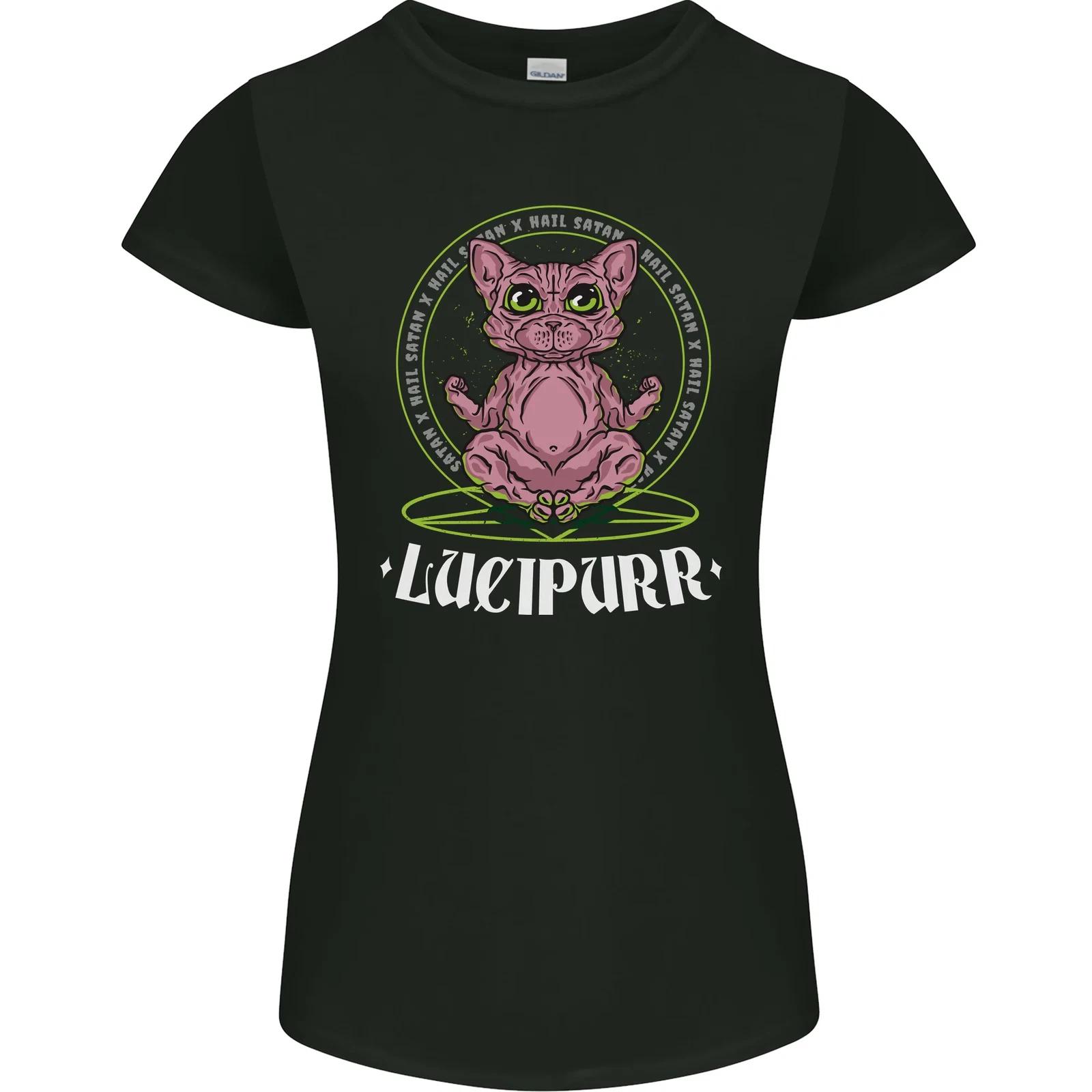 

Lucipurr Demonic Hail Satan Cat Evil Womens Petite Cut T-Shirt 4XL
