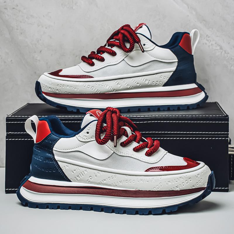 2025 Neue Herren Chunky Plateau Sneaker Mesh-Einsatz Zweifarbig Low-Top Atmungsaktiv Komfortabel Trendig Lässige Sportliche Schuhe für Herren