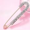 Large Safety Pin Gold Color Jeans Buckle Luxury Rhinestones Brooches  Scarf