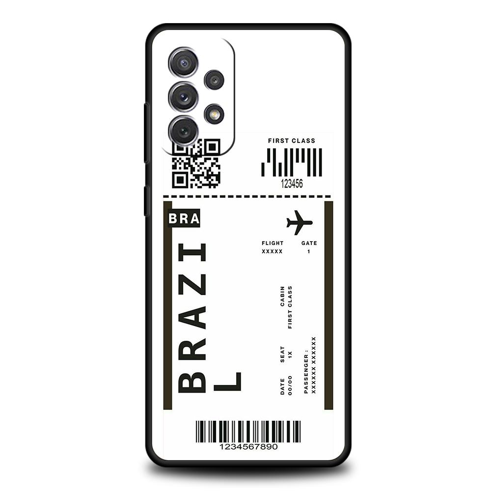 World Travel Ticket Seoul New York Phone Case for Samsung Galaxy A51 A71 A72 A73 A13 A23 A32 A33 A52 M31 M21 M22 A21S Soft Shell