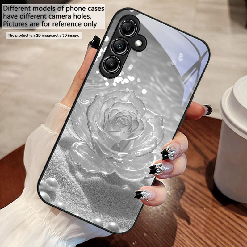 Gradient Crystal Rose For Samsung A 73 72 71 A70 56 55 54 A53 52 A51 A50 42 A35 A34 33 32 31 26 25 24 23 22 30 glass phone case