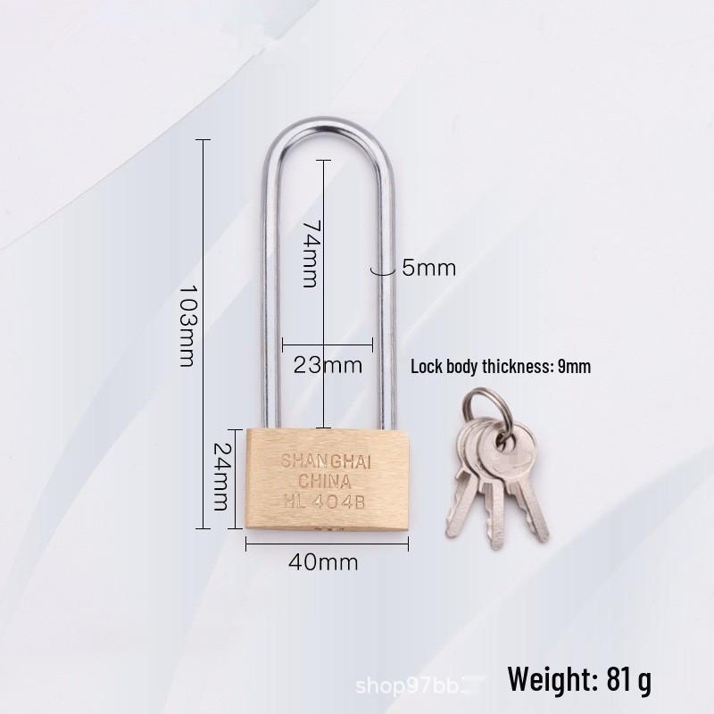 Medium-Thick Brass Padlock for Cabinets and Dormitories - Long/Short Shackle Options