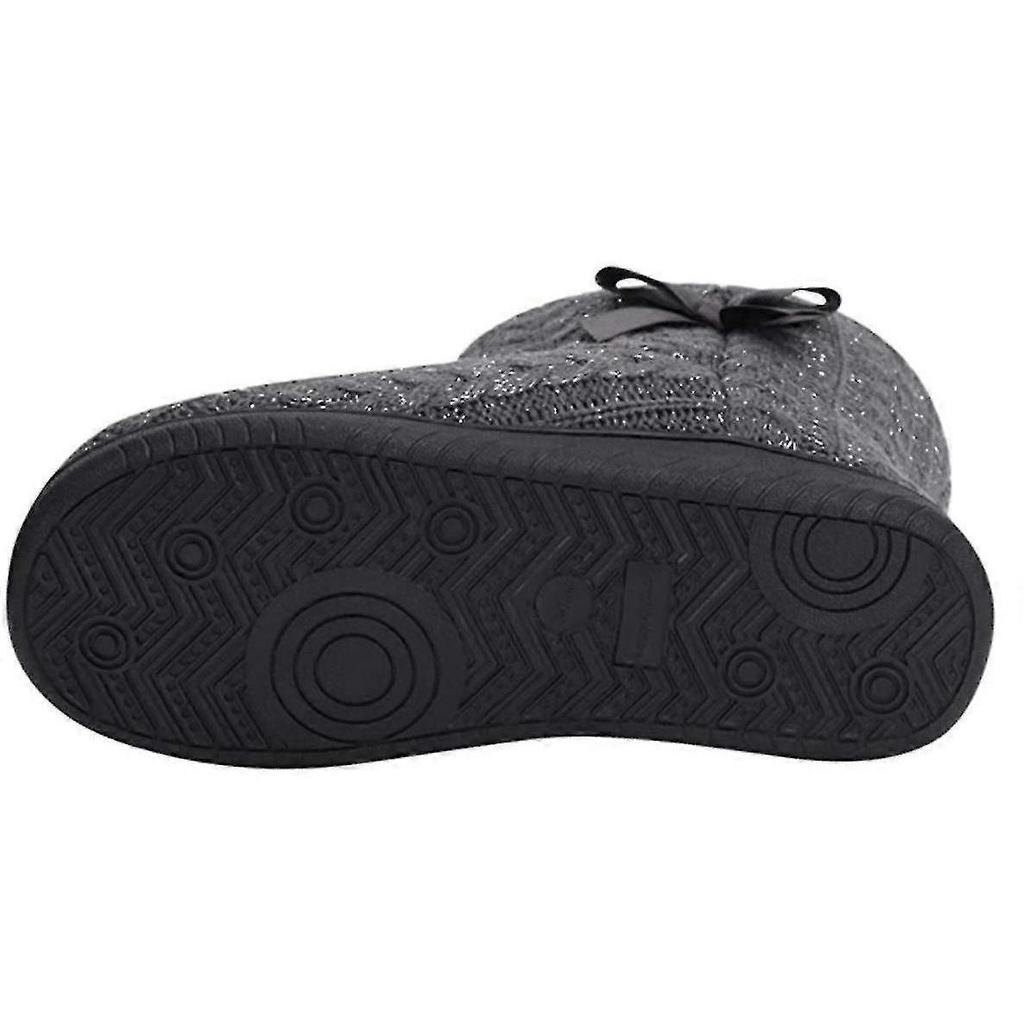 Women Knit Bootie Slipper Winter Warm Slippers Plush Lined Anti-slip 25-26