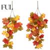 Harvest Festival Decor Artificial Maple Leaf Vines, Realistic Flexible Autumn Garland, Fall Hanging Vine for Fireplace Decoration Seasonal Rattan Home