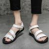 Men Roman Sandals Black White Leather Gladiator Sandals Outdoor Summer Open Toe Beach Shoes