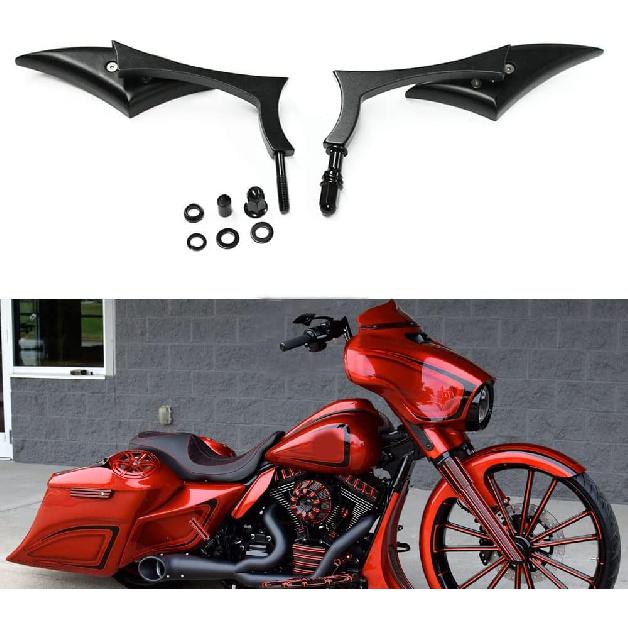 Rich Choices Chrome Motorcycle Blade Rearview Side Mirrors Comptible with Harley Road King Street Glide FLHX Road Glide Cruiser Chopper