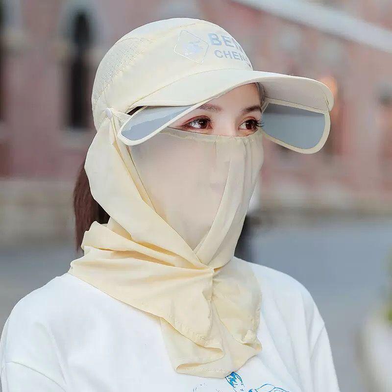 Damen Sommer Sonnenhut mit UV-Schutz und einziehbarer großer Krempe, Gesichtsschutz, für Outdoor-Aktivitäten.