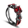 Red Garnet Flower Shiny Black Gold Color Rings for Women Charming Wedding  Promise Opal Rings Bijoux Femme Party Gifts