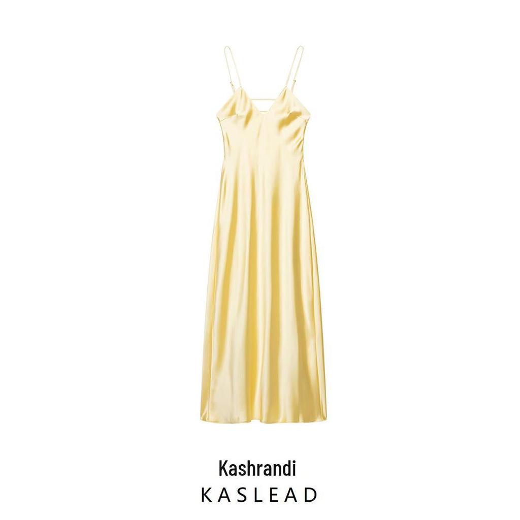2025 Summer Women's European & American Style Embellished Silky Midi Dress