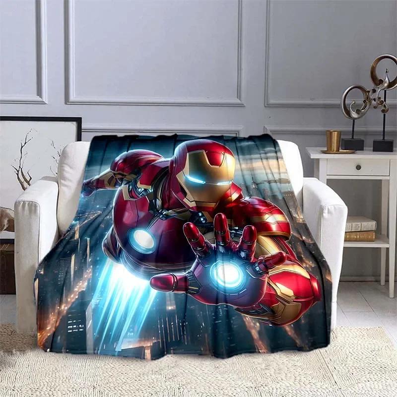 Iron Man Printed Blanket Children Adult Blanket Soft and Warm Bedding for Bed Sofa Outdoor Travel Cover Blanket