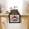 Linen Christmas Table Flag with Snowman & Santa Prints - Festive Table Mat Decorations