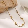Geometric 304 Stainless Steel Necklace with Gold Ball Beads - Fashionable Light Luxury Jewelry