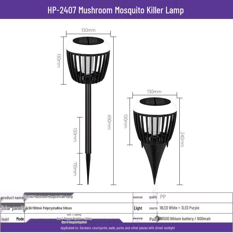 Outdoor Solar Mosquito Killer Lamp - Waterproof, Garden & Courtyard Insect Repellent