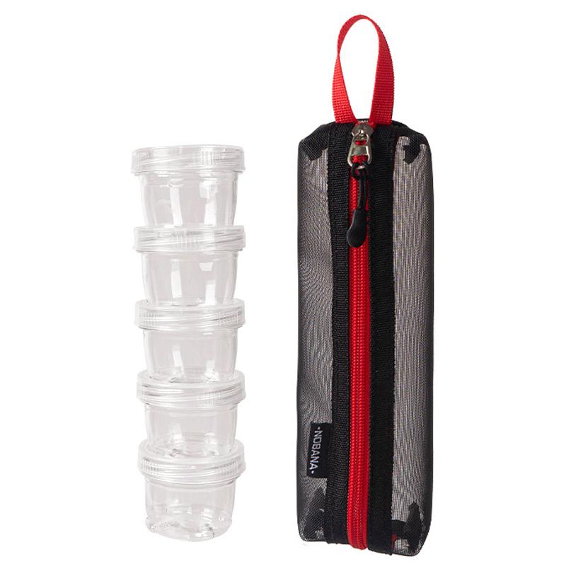 1 Set Portable Camping Spice Kit Outdoor Travel Camping Spice Container Bag Clear Seasoning Bottles Spice Condiment Container чёрный