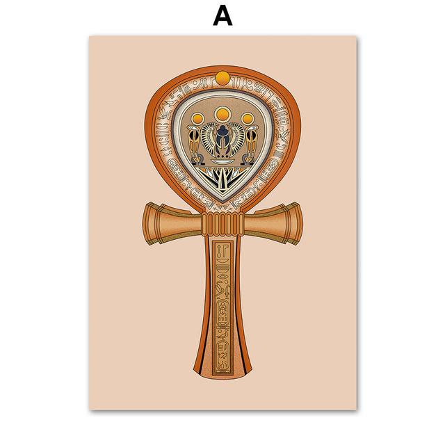 

Красочный плакат Древнего Египта Lotus Ankh Scepter Eye of Horus, настенная живопись, холст, картина, настенные панно для декора гостиной 21cm×30cm NoFrame