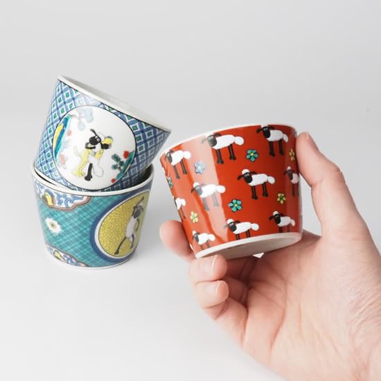 Kutani Ware Iwataya Shaun the Sheep Cup In the Ko-Kutani Style (SS-51)