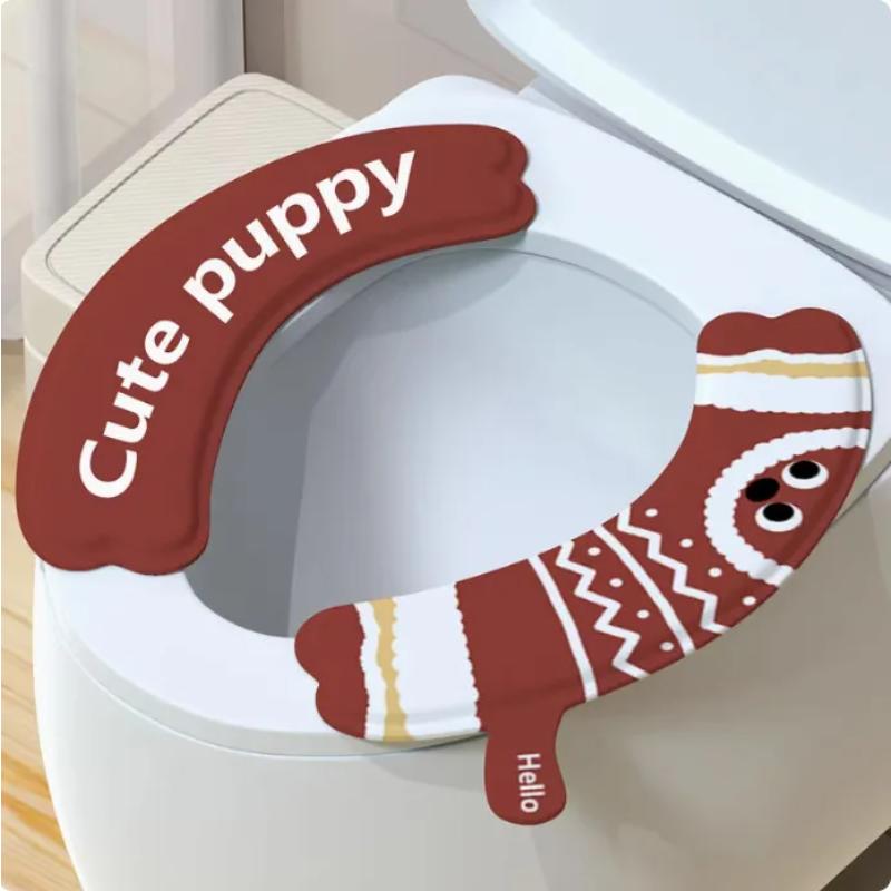 

Cute Creative Cartoon Toilet Seat Pad for Kids - Waterproof Adhesive Soft Universal All-Season Toilet Cover Cushion. красный