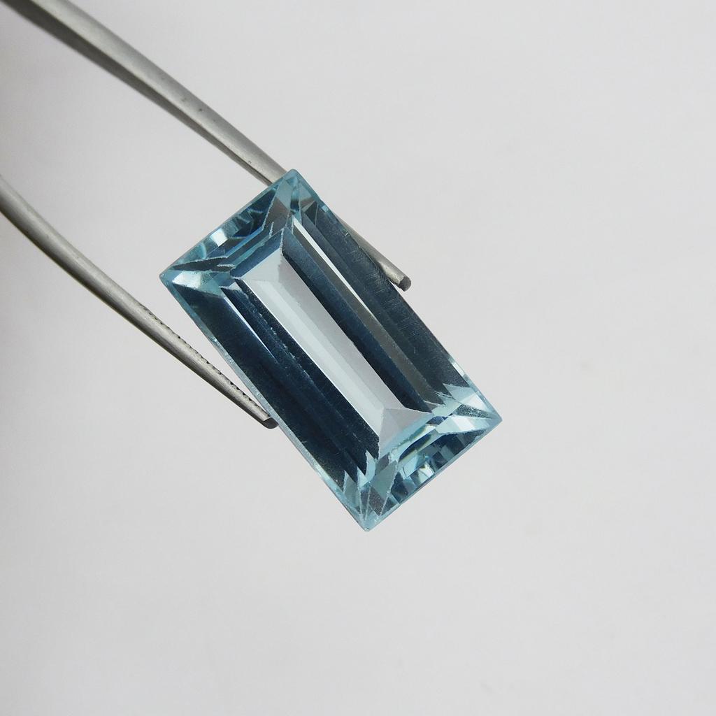 17.40 Ct Natural Baguette Cut Loose Gemstone   A++ Blue Aquamarine