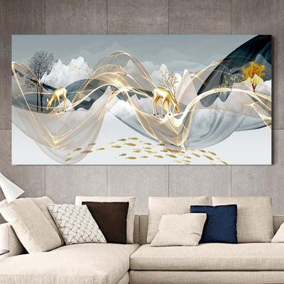 Moderne nordische Stil Band Golden Deer Baum Luxus Wohnzimmer dekorative Gemälde Leinwand Poster drucken einfache Wandkunst Bilder rahmenlos