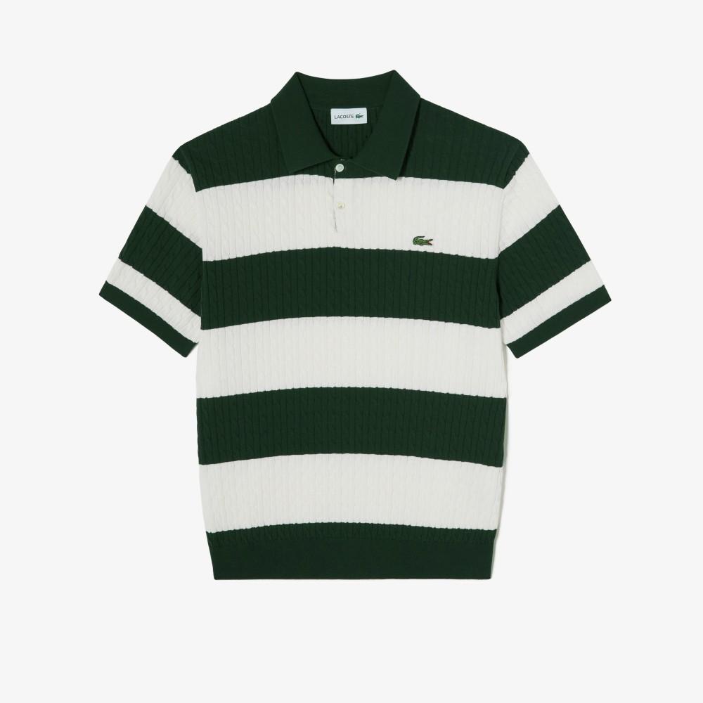 Lacoste Men's Cable Short Sleeve Sweater Polo Shirt PH368E-56G132