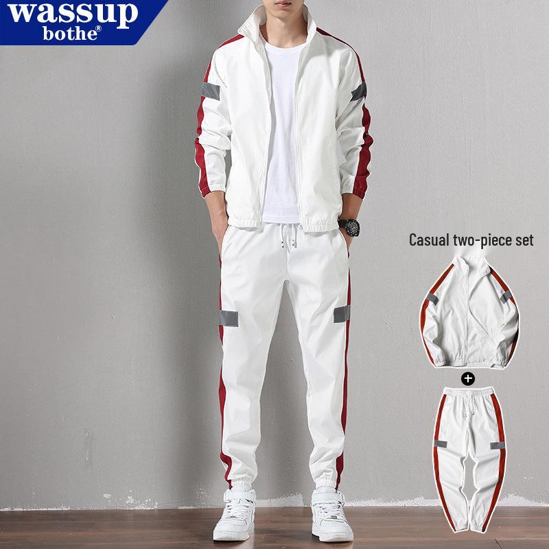 

WASSUP Мужской кобрендовый спортивный костюм Осень/Зима: Повседневный костюм (куртка и брюки) для бега, 2025 M 90-105 lbs